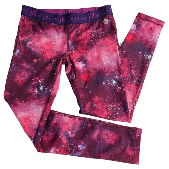 JILL Yoga Girls Pink Stars Solar System Leggings Size 6 - Picture 1 of 5